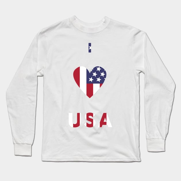 I Love USA Long Sleeve T-Shirt by MaxGraphic